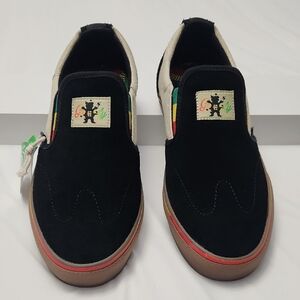 Etnies Marana Slip X Grizzley Slip-On Skateboard Shoes Black Suede Hemp Size 6